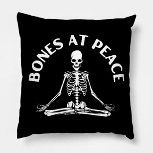 Bones at peace, skeleton meditating, skeleton lover Pillow