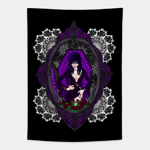 Elvira Mistress of the Dark fanart Tapestry by FitzGingerArt