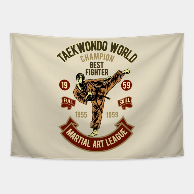 Vintage Taekwondo World Tapestry by RockabillyM