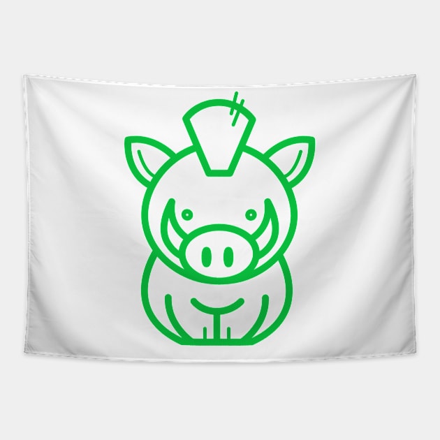 Green Pig Tapestry by PGMcast