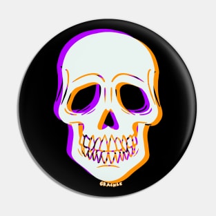 3D Glitch Skull (Orange and Purple Version) Pin