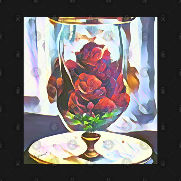 Roses in Glass Vase by mw1designsart