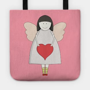 Little angel holding a heart Tote