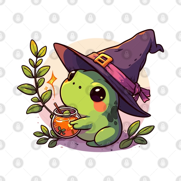 Kawaii witchy frog tea party by TomFrontierArt