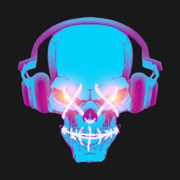 Skull with headphone by ArhemCastro