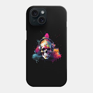 Graffiti Style Street Art Skull wearing Headphones With Paint Explosion Phone Case