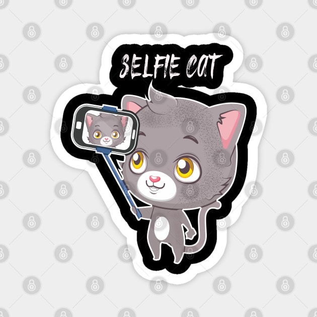 Cute Cat Selfie Magnet by JeffDesign