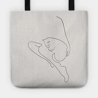 Girl with a sleeping cat (black and beige) Tote