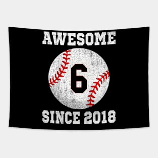 Kids 6Th Birthday Baseball Player 6 Years Old Sports Tapestry