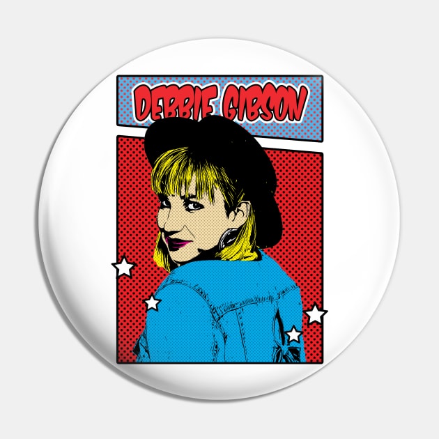 Debbie Gibson 90s Pop Art Comic Style Pin by Flasher