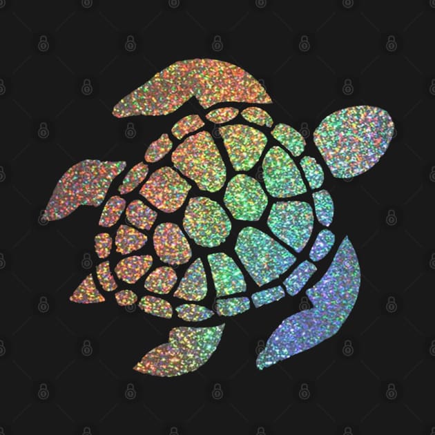 Holographic Rainbow Ombre Faux Glitter Turtle by Felicity-K