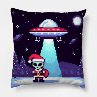 Alien Santa Sprite Art UFO Pillow