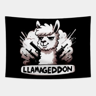 Llamageddon Armored Llama Gun Tapestry