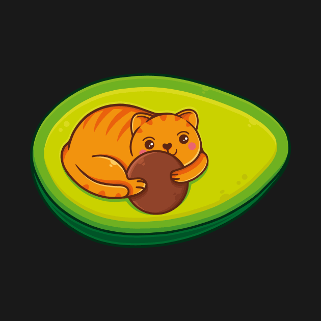 Avocado Cat Kawaii Art by Alundrart