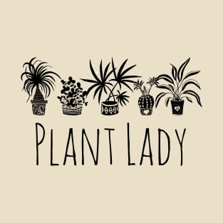 Plant Lady Potted Plants (Black) T-Shirt