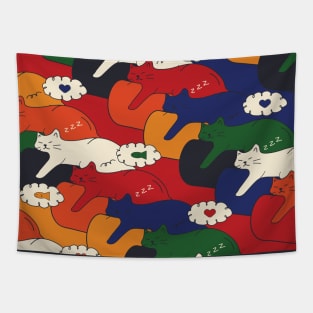 Sleepy Cats on Bean Bags - Funny Cat Tapestry