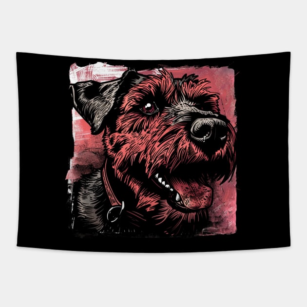 Retro Art Airedale Terrier Dog Lover Tapestry by June Sixteen