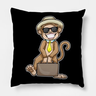 Monkey as Businessman with Briefcase & Sunglasses Pillow