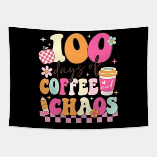 100 Days Of Coffee And Chaos 100Th Day Of School Teacher Kid Tapestry