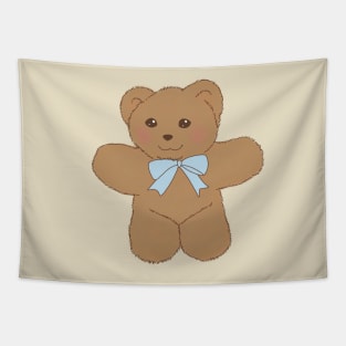 teddy bear ribbon coquette dollette brown blue Tapestry