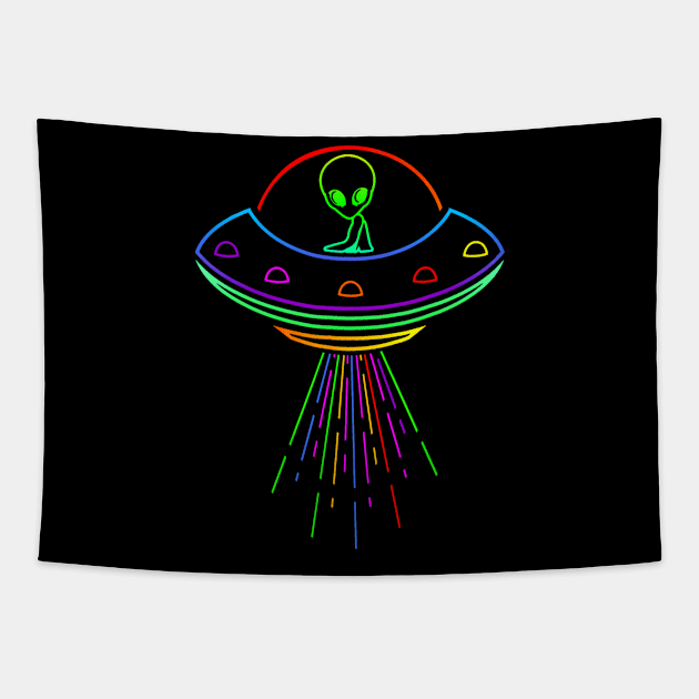 Space Alien UFO Neon Lights Rave Alien Lovers  MM Tapestry by Saboia Alves