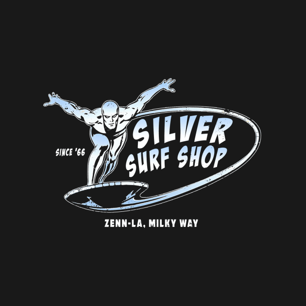 Silver Surf Shop (Black Print) by Nerdology