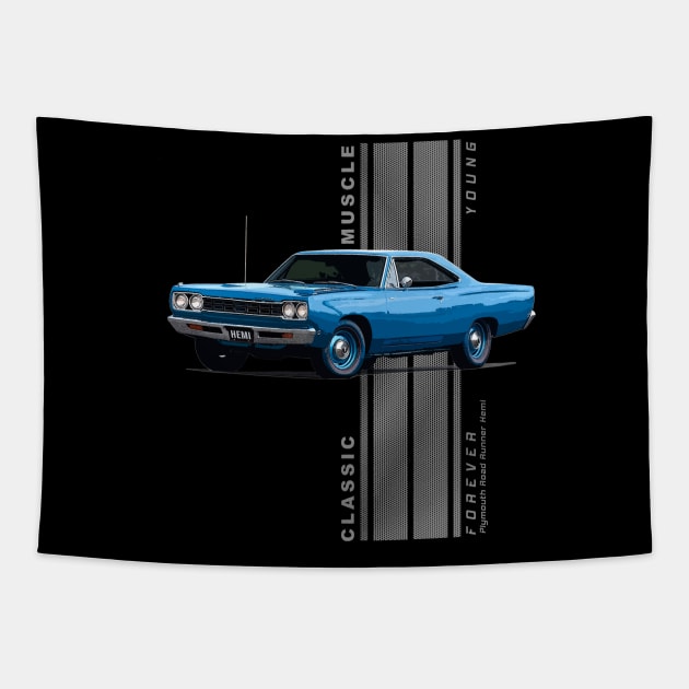 Plymouth Road Runner Hemi Classic American Muscle Cars Tapestry by Jose Luiz Filho