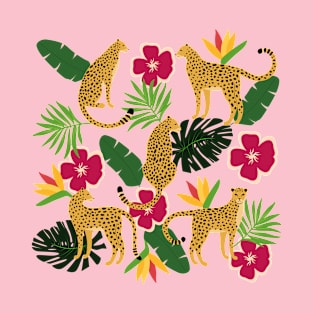 Cheetahs and Tropical Flowers T-Shirt