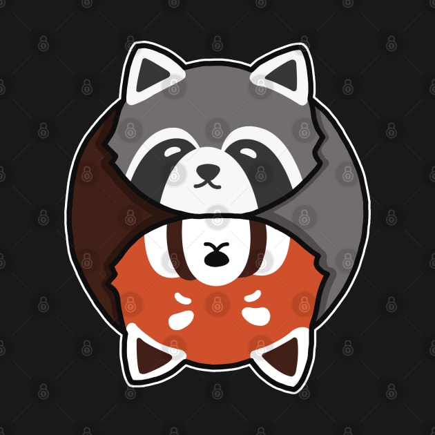 Ying Yang Raccoon And Red Panda by Luna Illustration