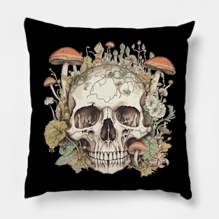 Skull with mushrooms Pillow