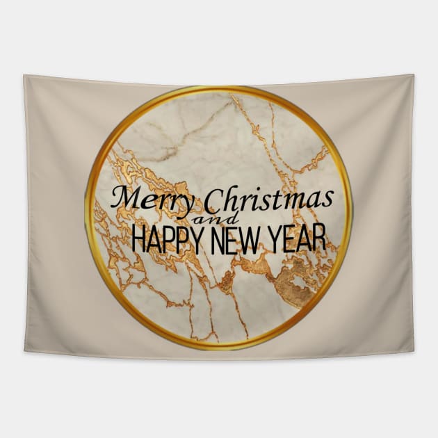 Merry Christmas and Happy New Year golden elegant design Tapestry by AGRHouse