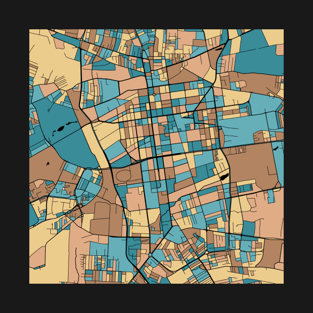 Lódz Map Pattern in Mid Century Pastel by PatternMaps