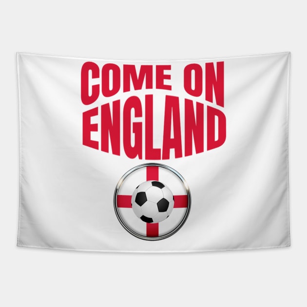 England Flag Soccer Shirt Come On England Soccer Jersey Football T-Shirt Tapestry by Merchweaver
