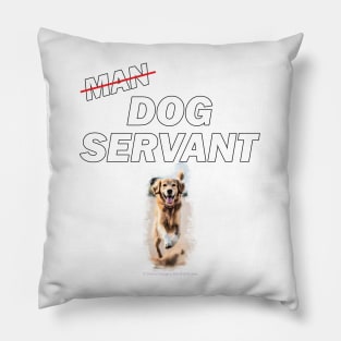 Man dog servant - funny golden retiever sketch Pillow