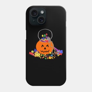 Halloween Candy Pumpkin Bucket (Black Background) Phone Case