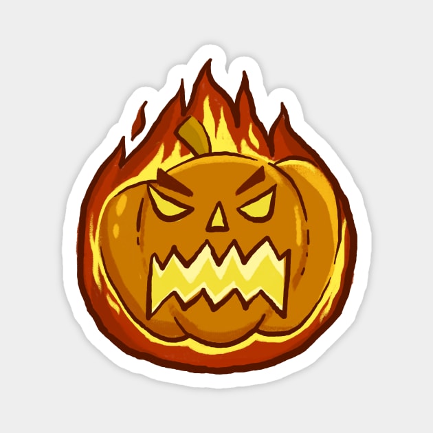 angry pumpkin emote on halloween Magnet by Zhuna