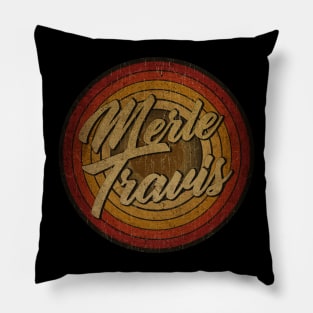 Merle Travis text, vintage, retro, faded, metal, Pillow