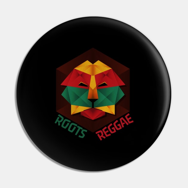 Reggae Roots, Jamaican Low Poly Roots Reggae Lion Pin by emmjott