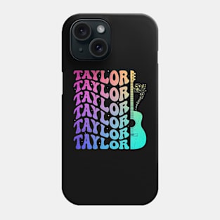 Taylor First Name I Love Taylor Girl Groovy Retro Tie Dye Phone Case