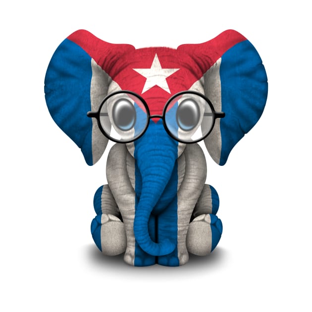 Baby Elephant with Glasses and Cuban Flag by jeffbartels