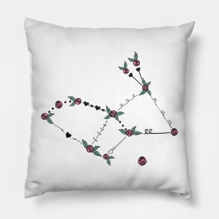 Lepus (Hare) Constellation Roses and Hearts Doodle Pillow