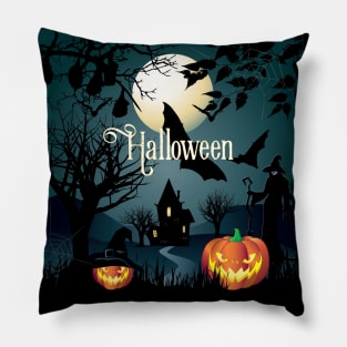 Halloween night party illustration Pillow