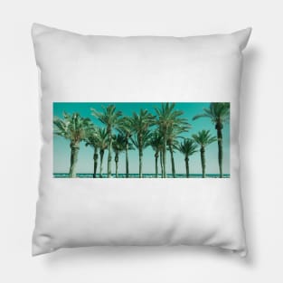 Row of tropical feeling palm trees panorama shape image Pillow