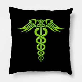 Green Celtic Knot Caduceus Pillow