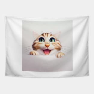 Smiling Cute Tabby Kitten Tapestry