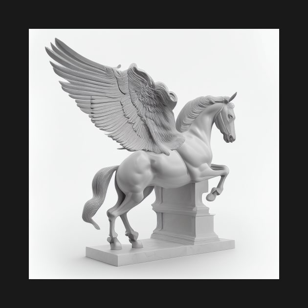 White Pegasus Marble Statue by AstroRisq