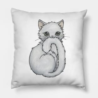 Cute Fluffy Kitten, Grey Pillow