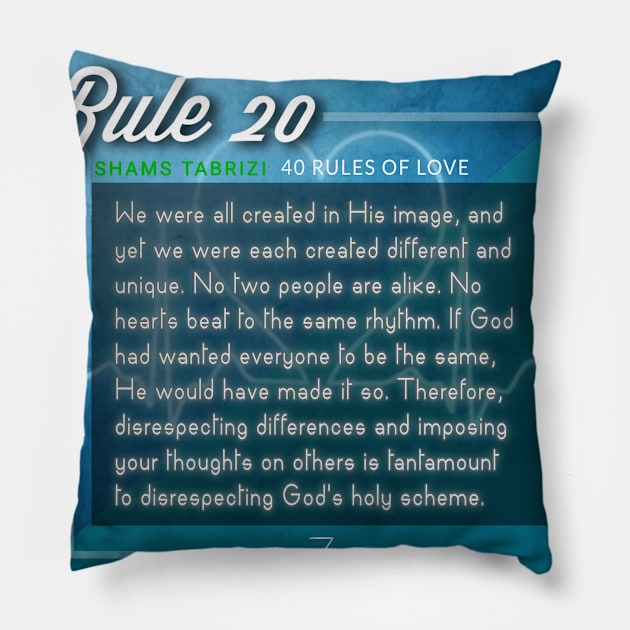 40 RULES OF LOVE - 20 Pillow by Fitra Design