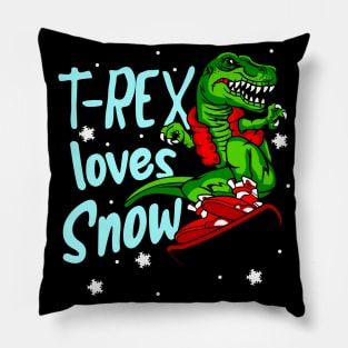 Snowboard T-Rex Dino Snowboarder Gift Pillow