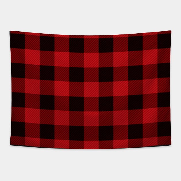 1980s Country Christmas Cottage Primitive lumberjack Buffalo Plaid Tapestry by Tina